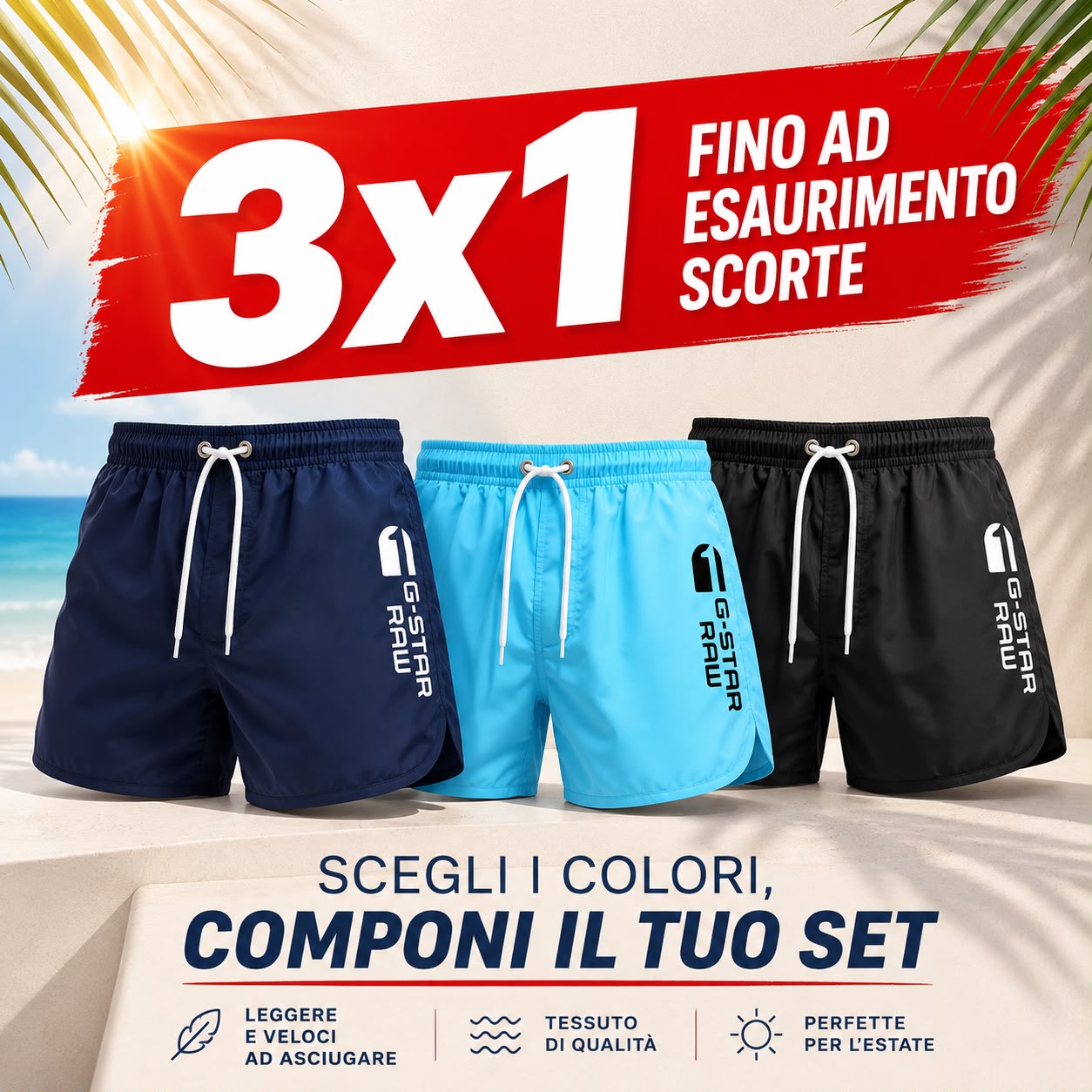 COSTUME DA BAGNO CON PANTALONCINO CORTO DA UOMO